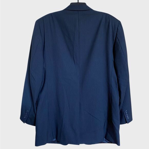 Jos. A. Bank Two Button Wool Blazer Sport Coat Men's Size 44L Navy Pin Stripes - Picture 8 of 14
